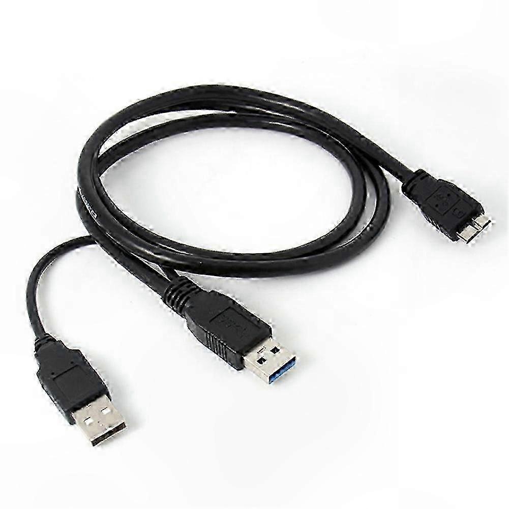 Black Micro USB 3.0 Y-Cable for External Hard Drive Connection