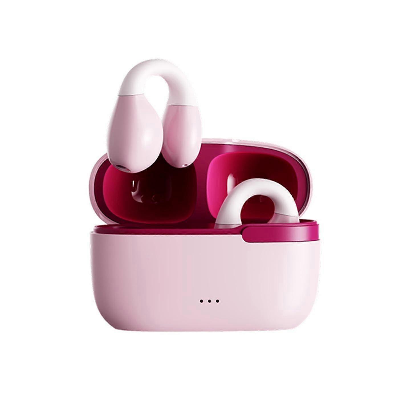 Bluetooth ear clip bone conduction headset Bluetooth 5.3 suitable for sports and work(Pink)