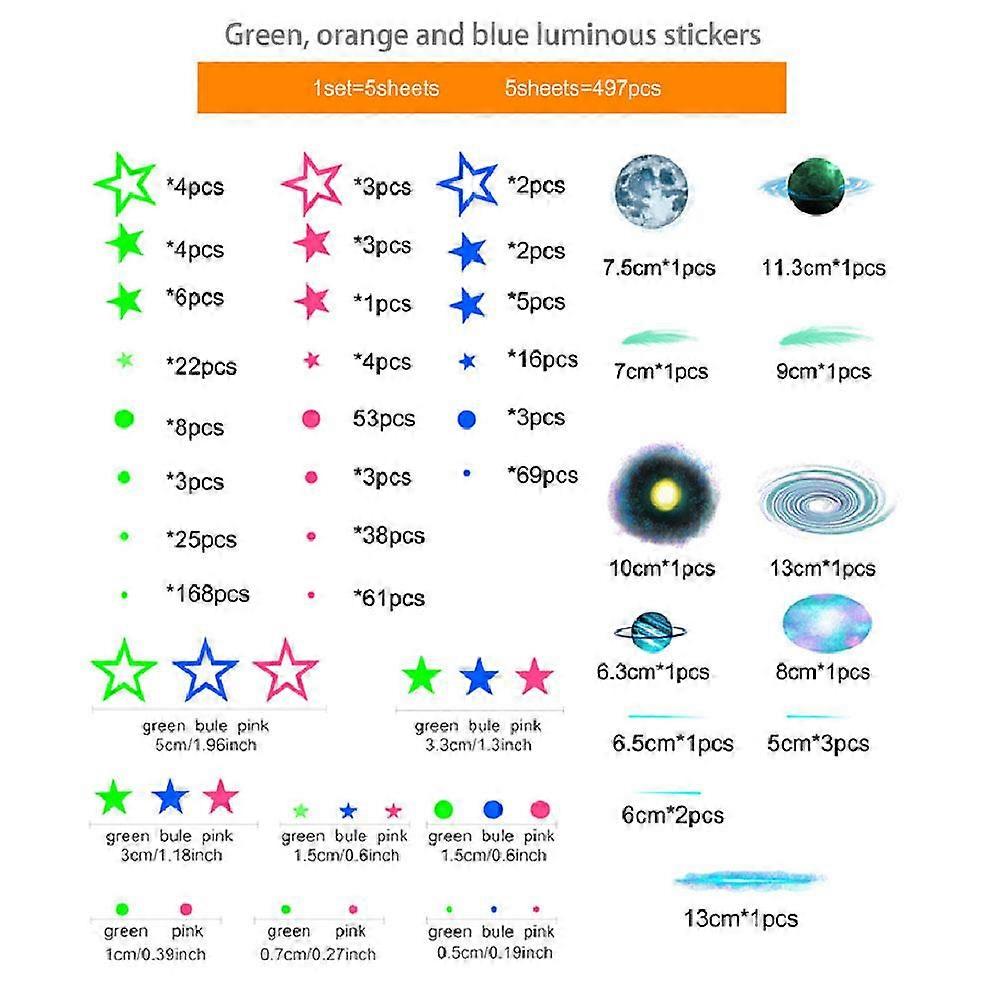 Luminous Decorative Wall Sticker Three Color Star Glow Decor