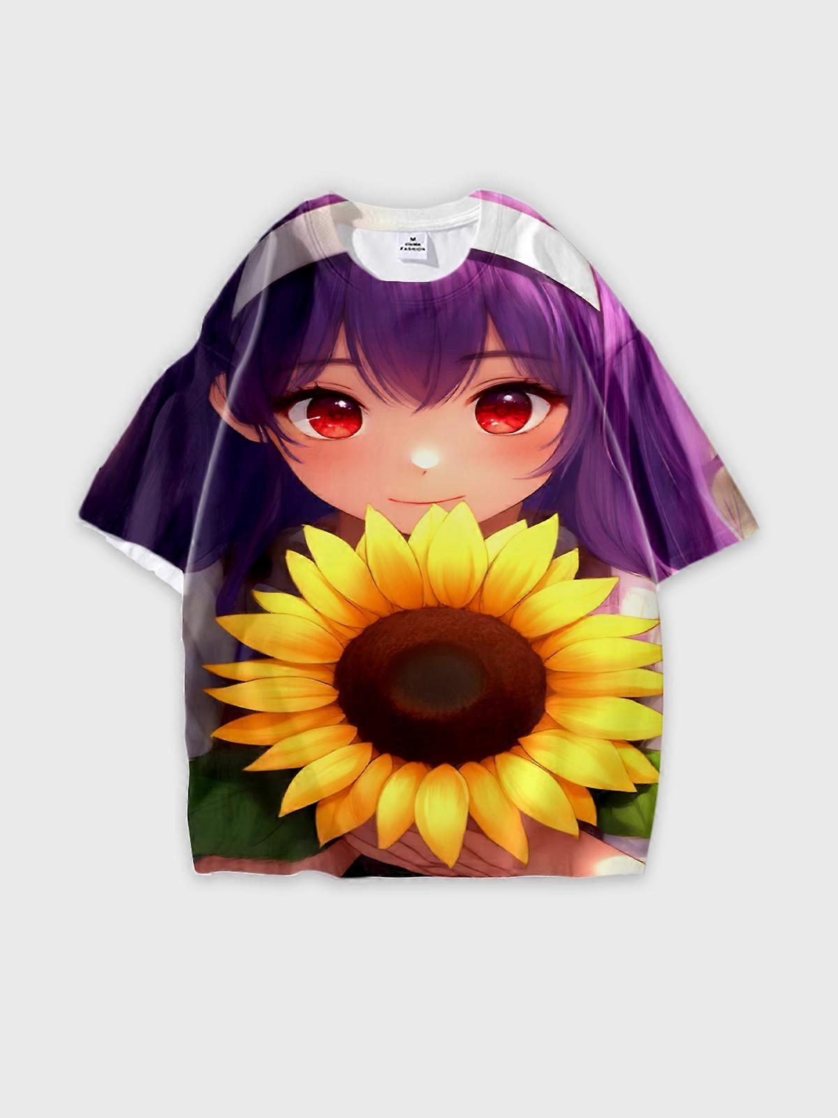 T-Shirt Short Sleeve Round Neck, Summer Casual Loose Graphic Tee, Unisex Pattern W1930