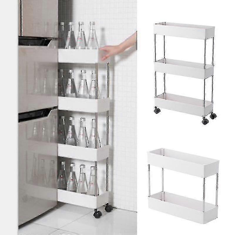 3 Tier Rolling Storage Cart Slide Out Shelving Unit for Bathroom Kitchen