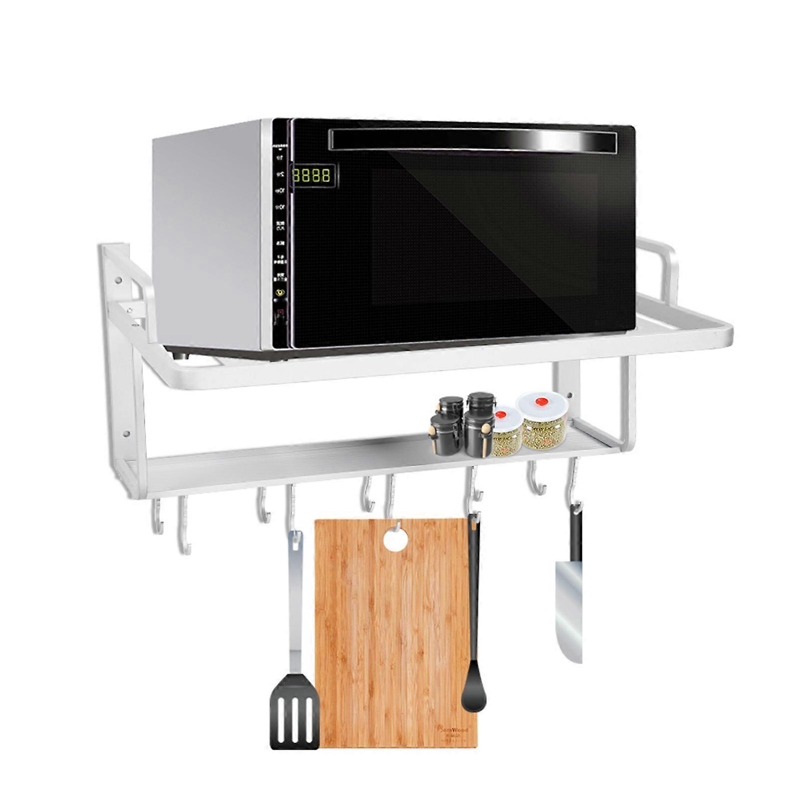 Space Aluminum Double-Layer Microwave Rack 55x38.5x25cm Silver