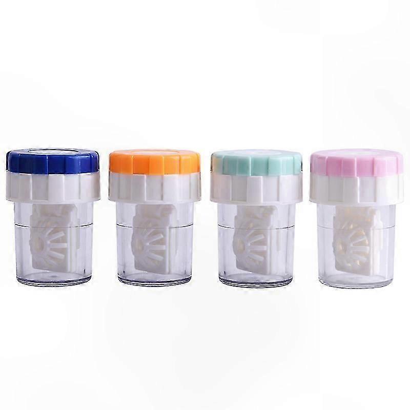 Contact Lens Storage Kit with 4 Cases and Cleaning Solution for Daily Use