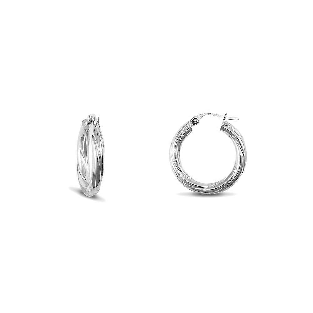 Jewelco London Sterling Silver Twist Hoop Earrings 3mm 20mm