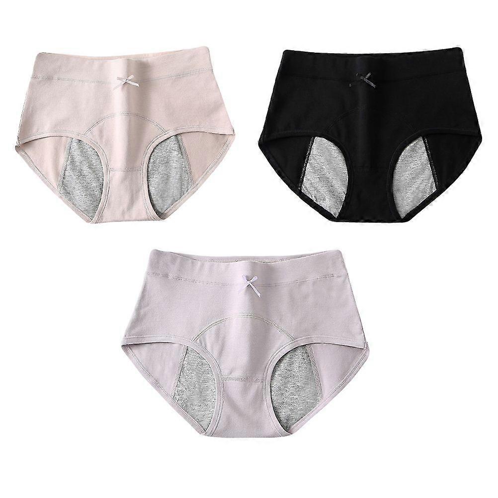 3 Pcs 1 Set Leak-proof Menstruation Briefs Moisture-absorbing Period Briefs (M)