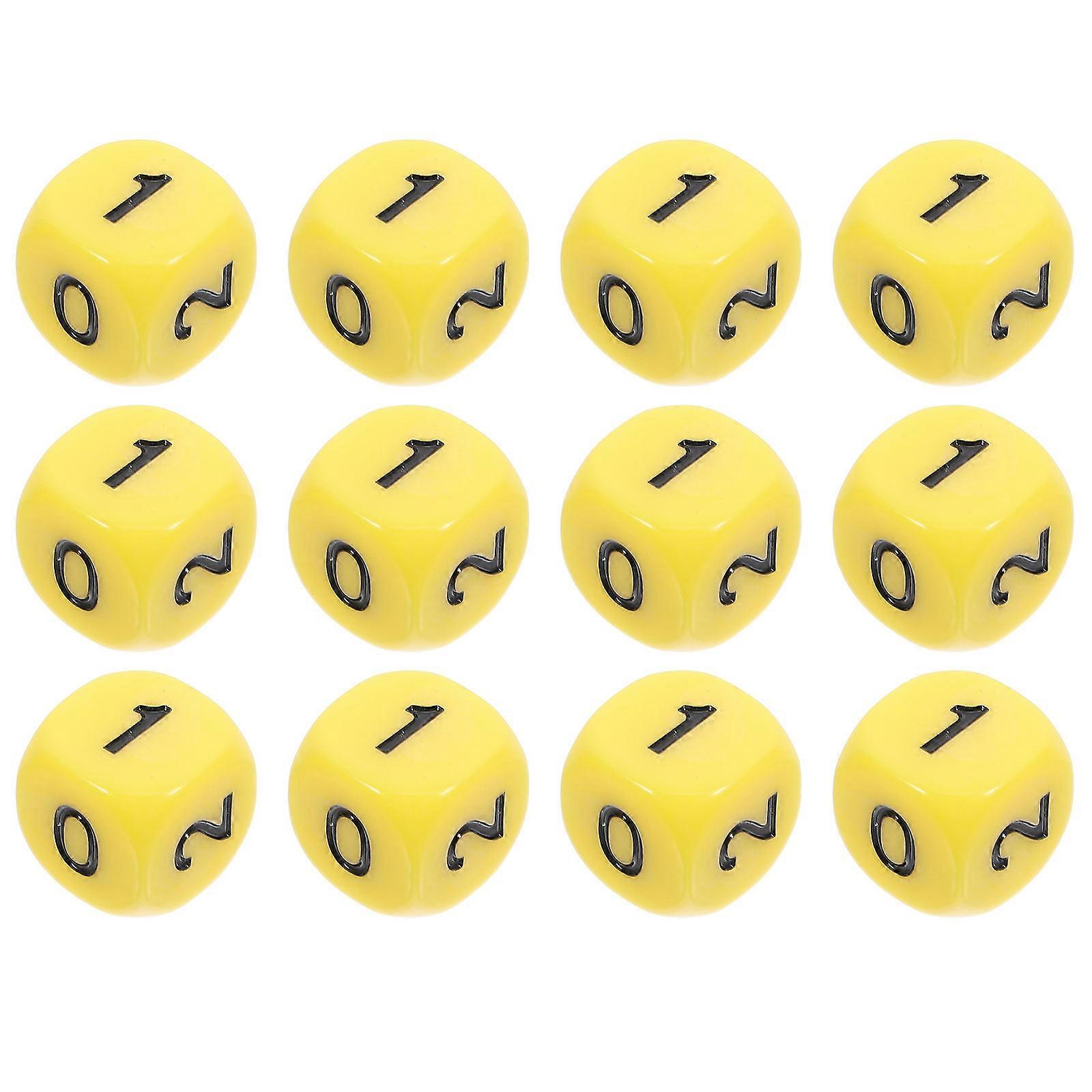 Number Cube Board Game Accessory for Party Gamers Teachers Yellow Acrylic 12Set