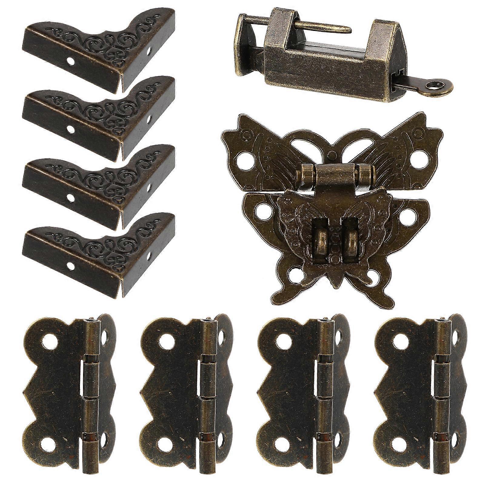 Five Hardware Box Locks Decorative Furniture Corner Covers Set for DIY