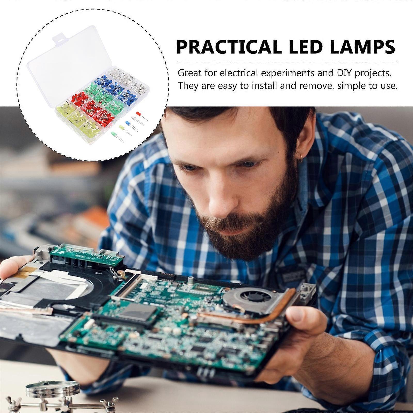 LED Diode Lights LED Light Beads Electrical Experiments Plastic Assorted Color for Teaching 500Pcs