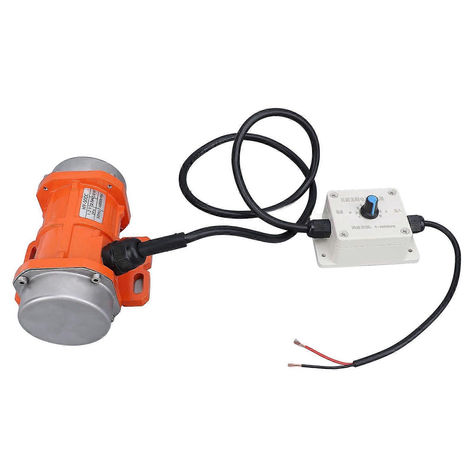 DC 12V Concrete Vibrator Motor 4000RPM Brushless Aluminum Alloy IP65 Electric Vibrating Motor with Speed Controller for Shaker 50W