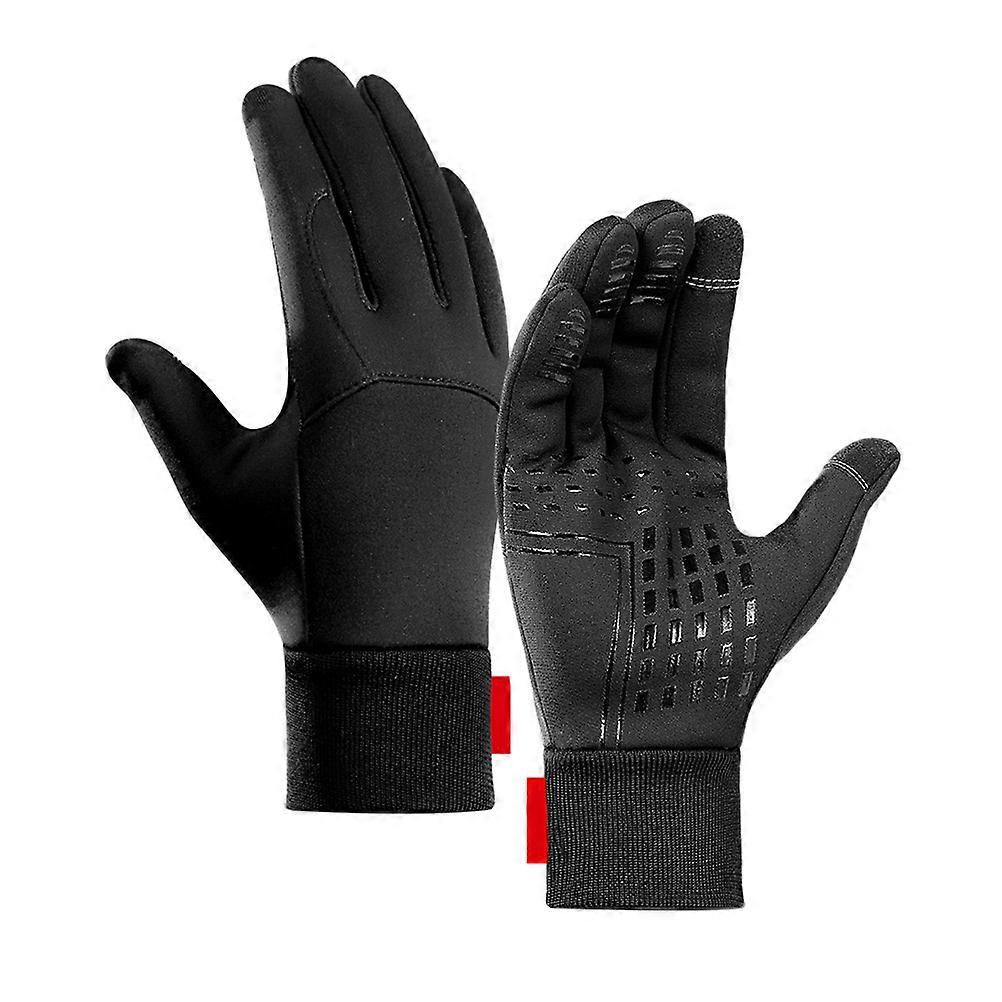 Windproof Gloves Black Non Slip Gloves for Skiing 1Pair