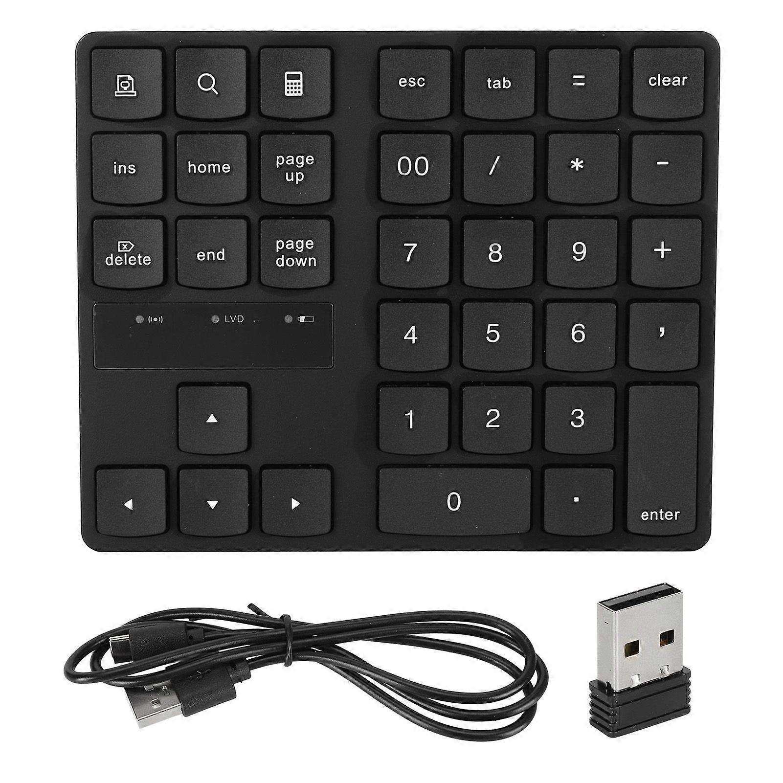 35 Key Mini Numeric Keypad U Shaped Keys 32.8ft Transfer Distance Low Noise 2.4G Wireless Number Pad for Laptop PC