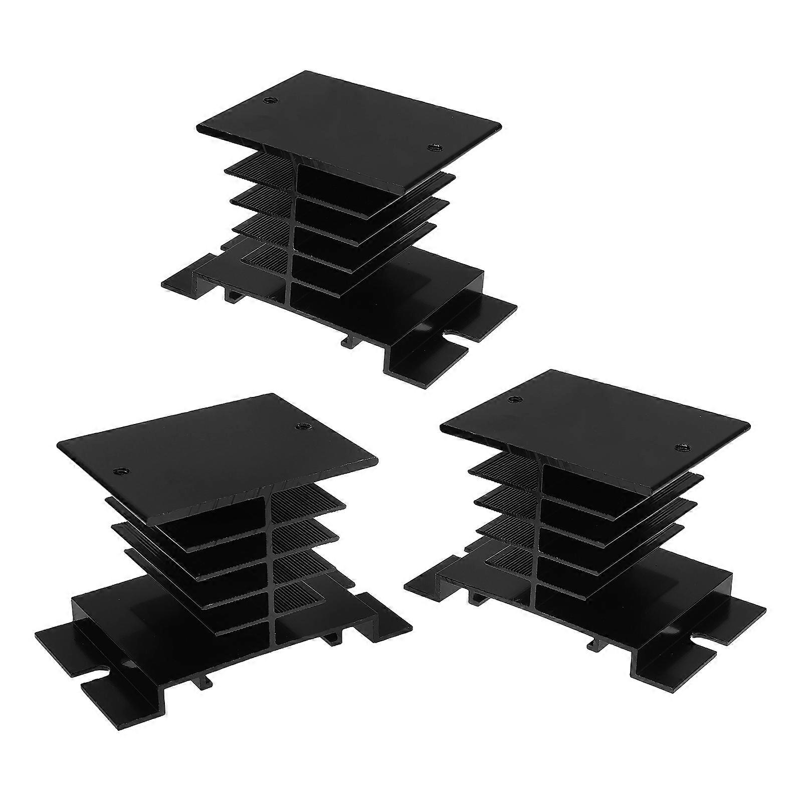 Aluminum Cooling Fin Solid State Relay Heatsink Block for 3Pcs