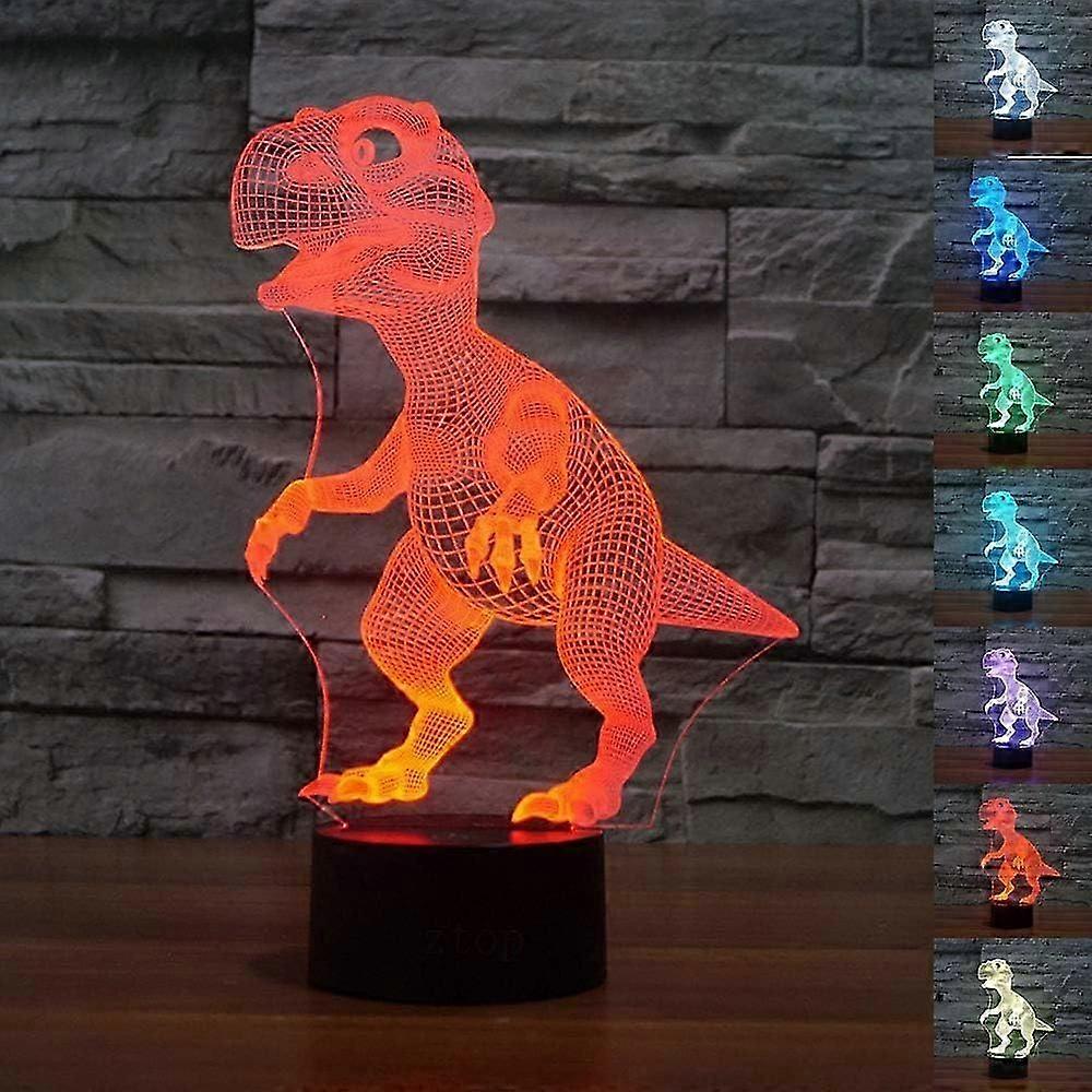 3D LED Dinosaur Optical Illusion Night Light,7 Color Change Touch USB Bedroom Decor Desk Lamp