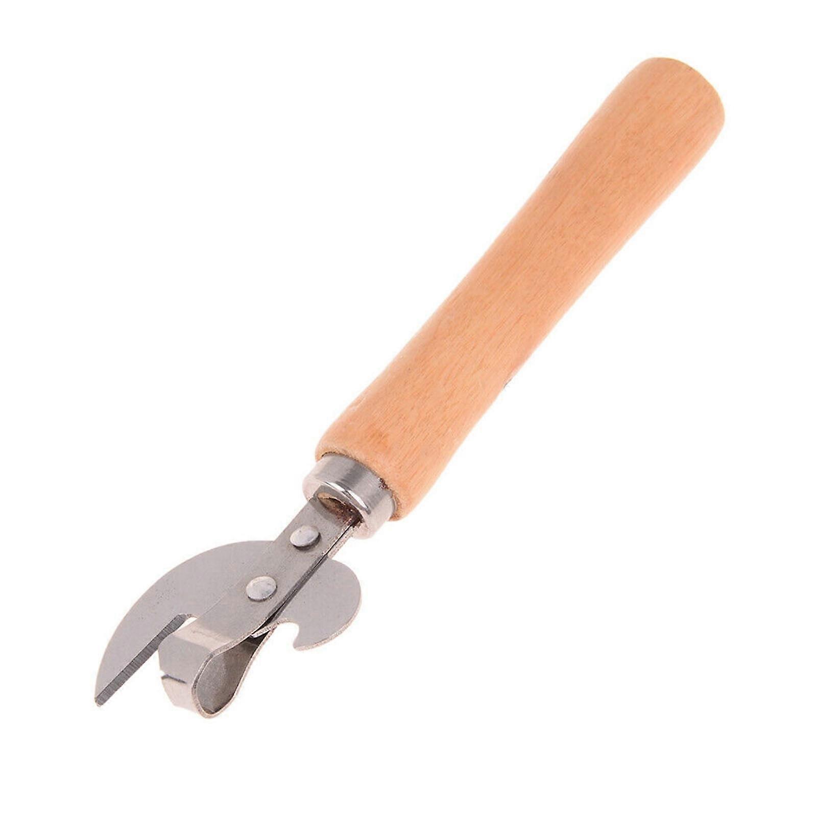 Uanit Manual Can Opener with Wooden Handle, Side Cut Stainless Steel, Compatible with Traditional Can & Tin, Includes Bottle Opener and Corkscrew