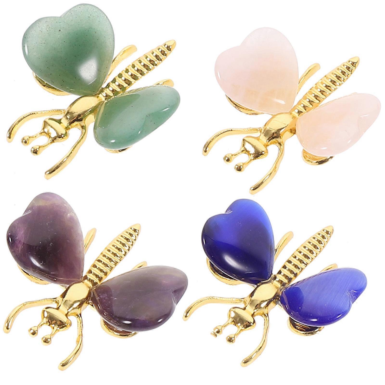 Heart-Shaped Crystal Butterfly Ornament for Decoration 8 Pieces Pack