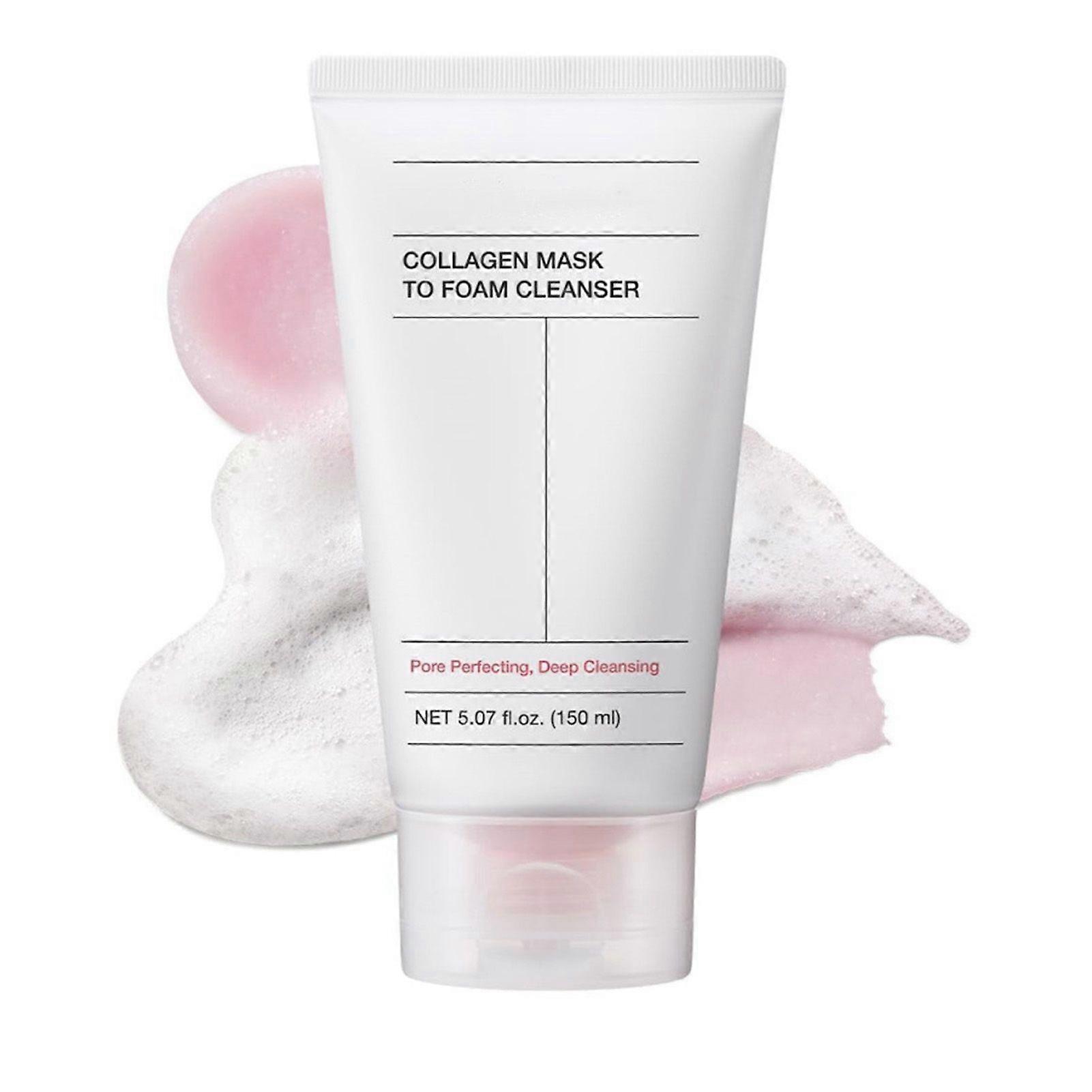 Collagen Mask To Foam Cleanser, Hydrating Foaming Face Wash, 2-in-1 Pore Mask & Deep Cleansing for Women