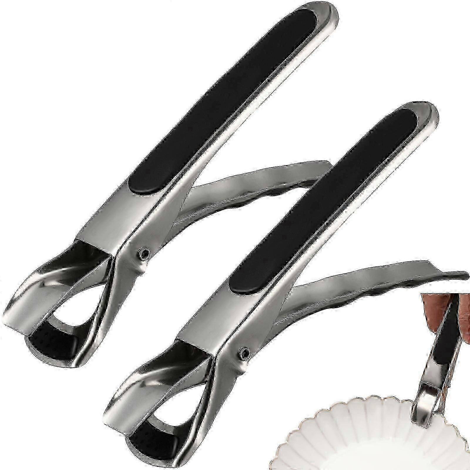 2 st. hettfria gripklämmor i rostfritt stål för disk, mikrovågsugn, brödrost, ångkokare