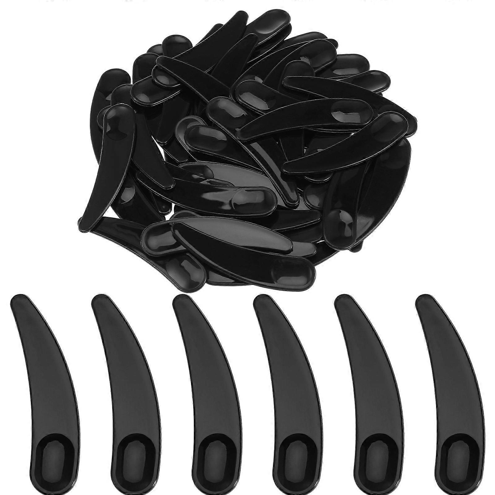 Skincare Spoon 150 Pcs Tiny Cosmetic Spatulas For Scooping Cream And Mixing Makeup Products In Black With Crescent-Moon Shaped Tip For Travel Skincare