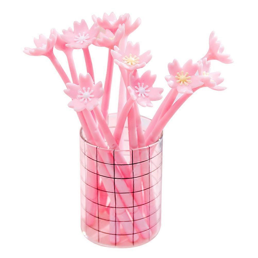 Aesthetic Writing Pen Floral Design Suitable For Students Daily Use 10Pcs Pink