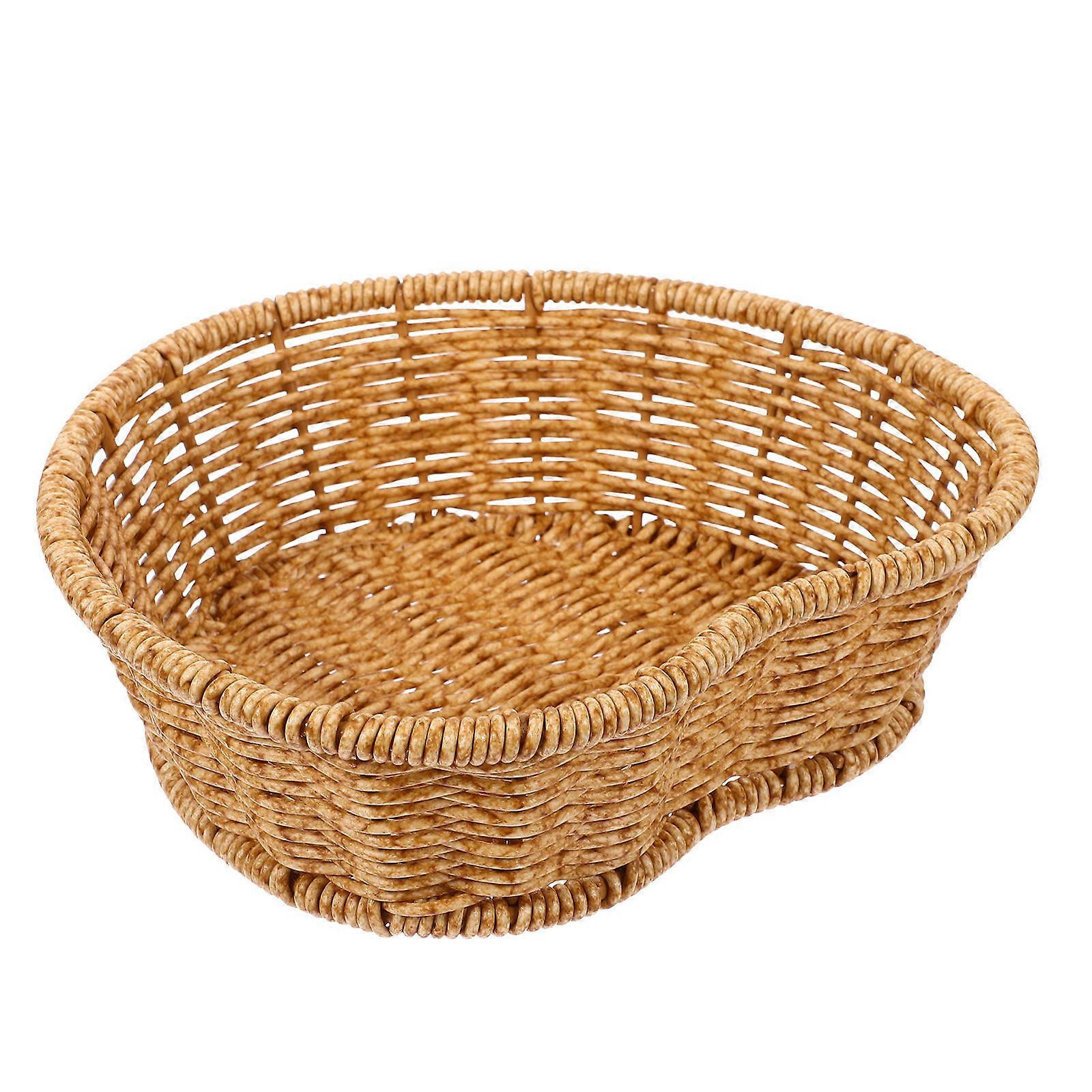 Light Brown Storage Basket Weaving Storage Basket for Fruit Holding 5Pcs