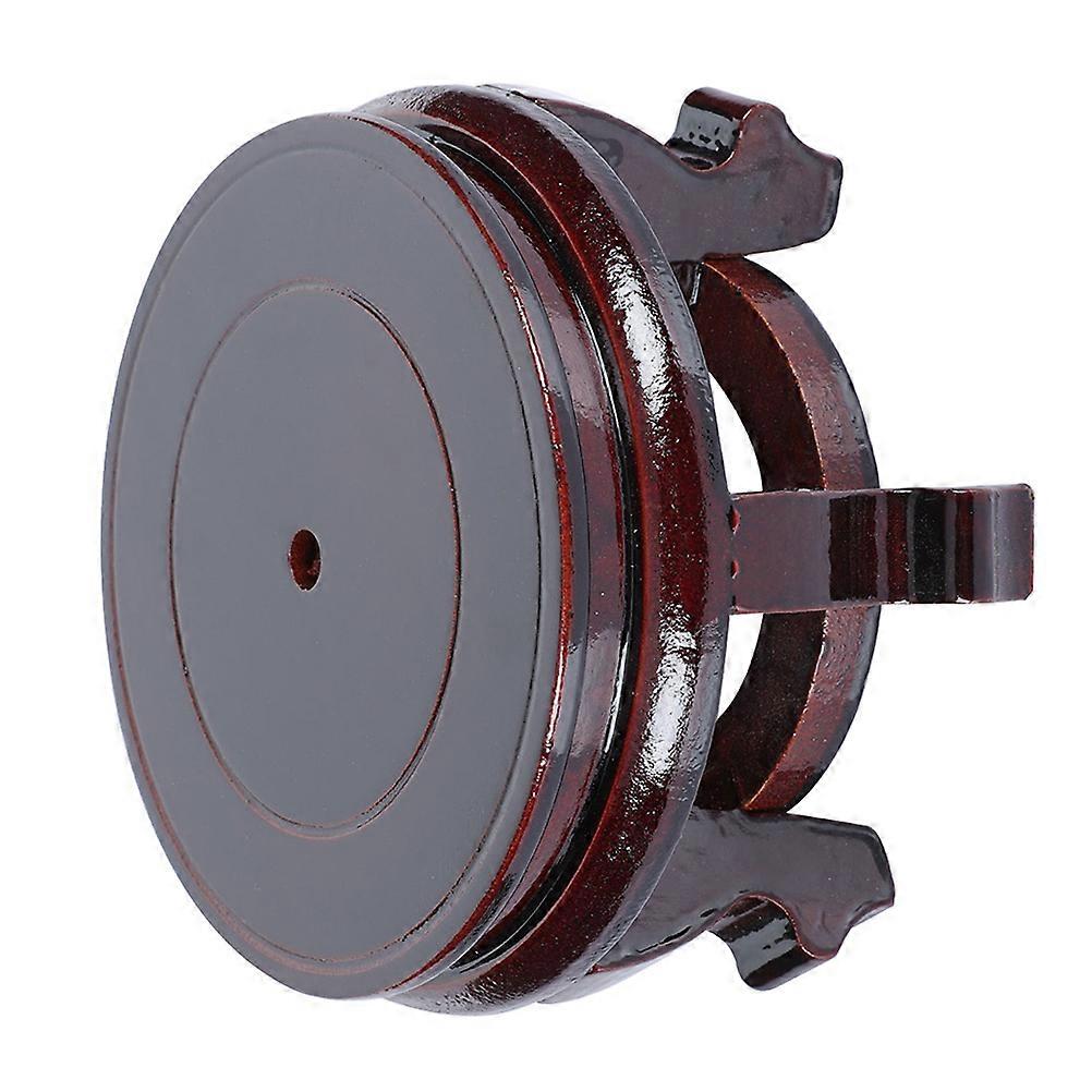 Wooden Vase Base for Holding 4Pcs Round Display Stands in Coffee Color