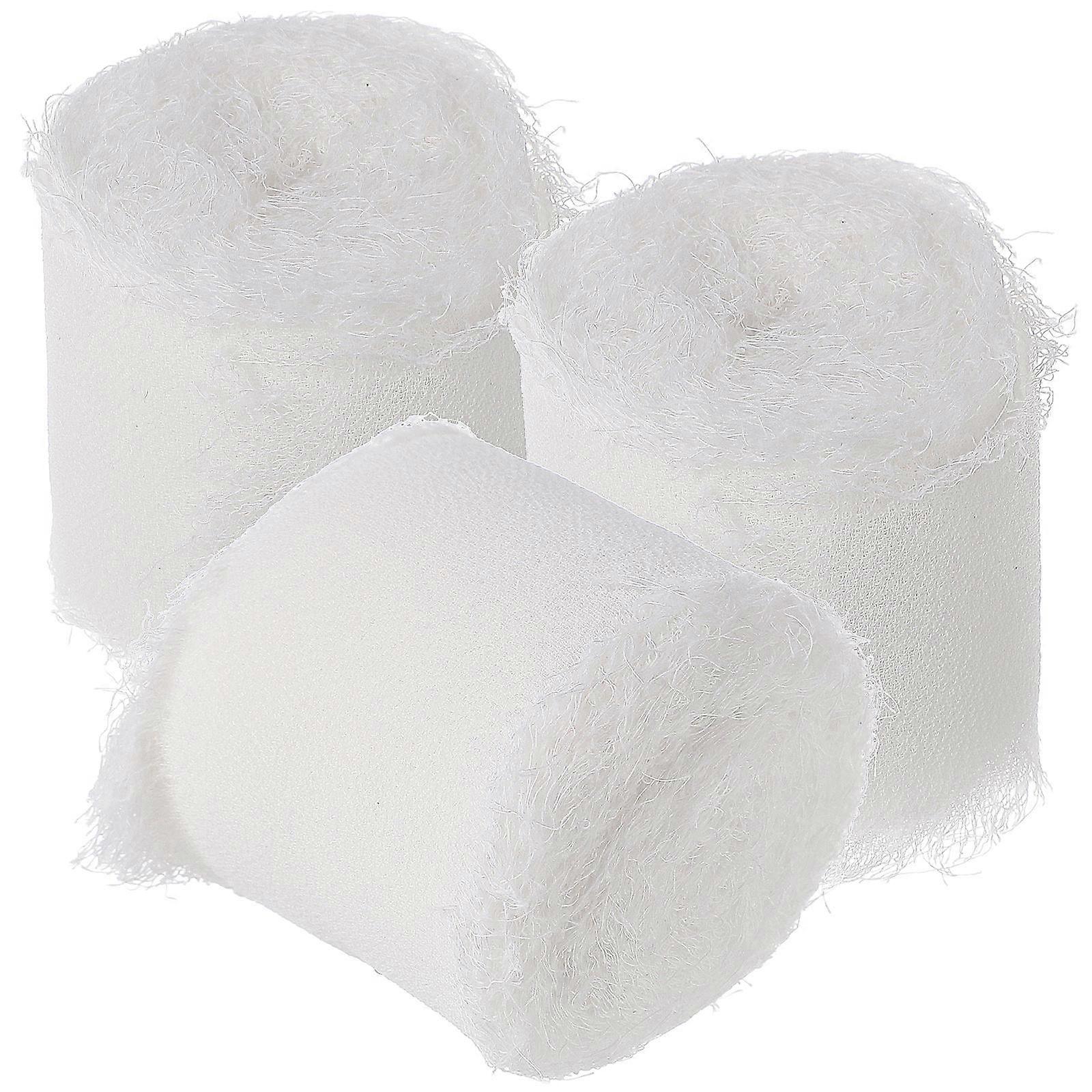 White Frayed Chiffon Ribbons 15 Rolls Decorative Ribbons For Stylish Gift Wrapping Bouquets And Crafts 3.8 Meters Width