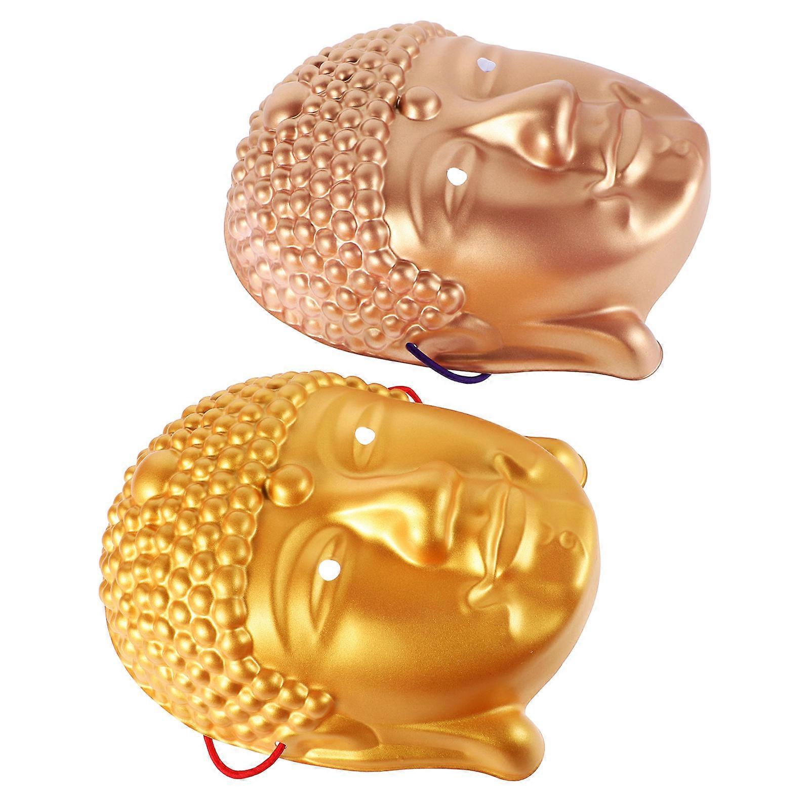 Buddha Head Masks Halloween Face Mask for Party 2Pcs Durable Plastic Assorted Color