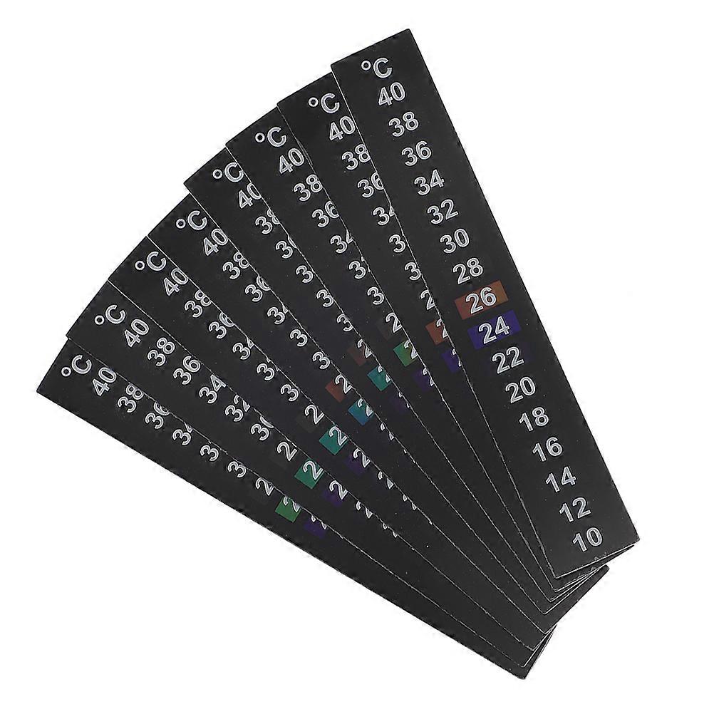 8Pcs Temperature Monitoring Adhesive Strips for Aquariums Featuring Color Changing Numbers and Rectangular Design Made with Liquid Crystal