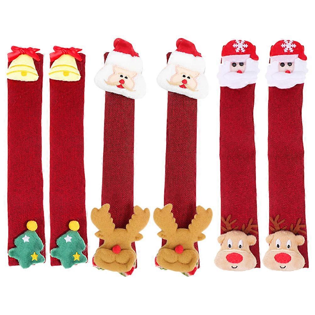 Christmas Supplies 6Pcs Red Cloth Microwave Handle Cover for Protection Use Xmas Kitchen Style