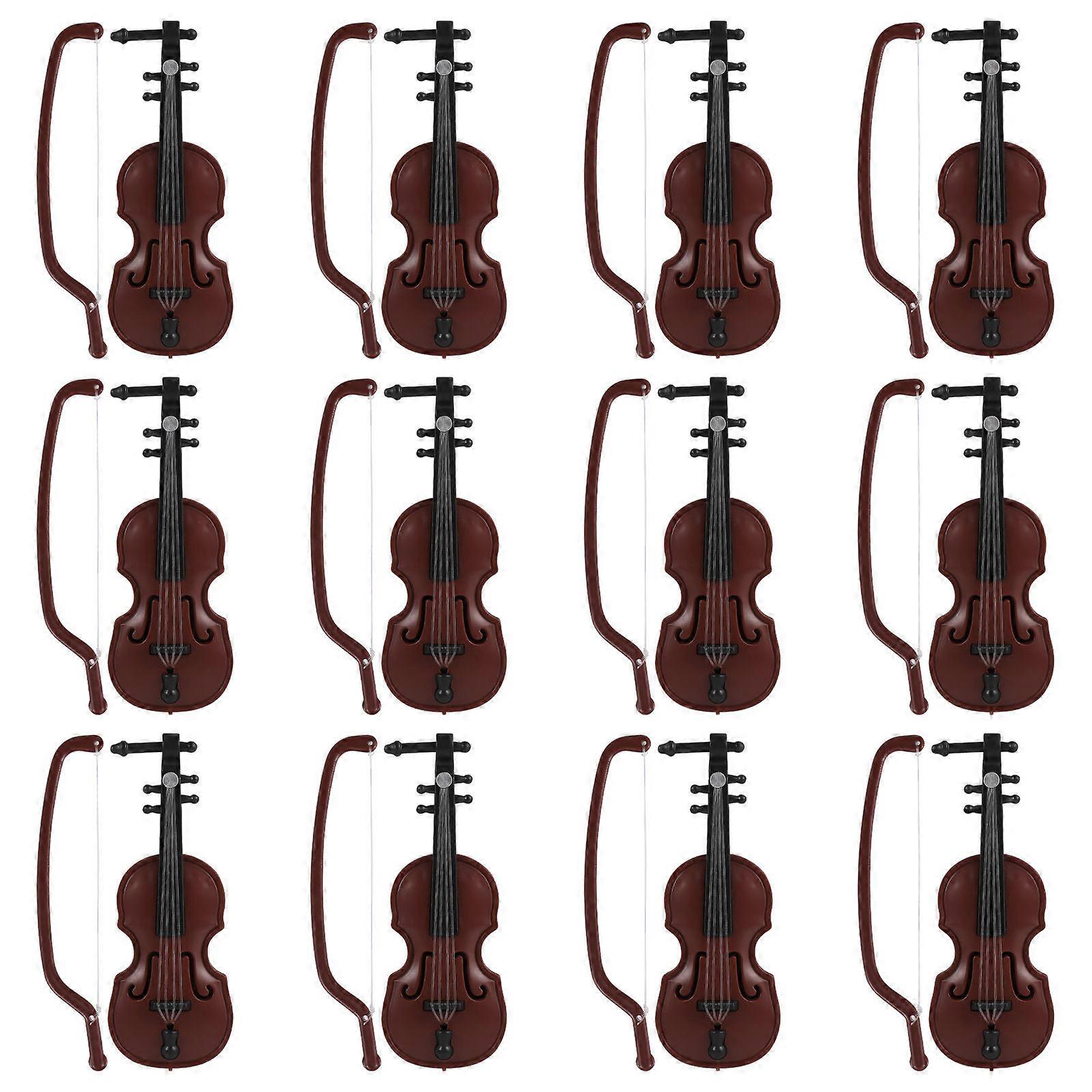 Mini Violin Decor Violin Model for Decoration 36Sets Coffee Color