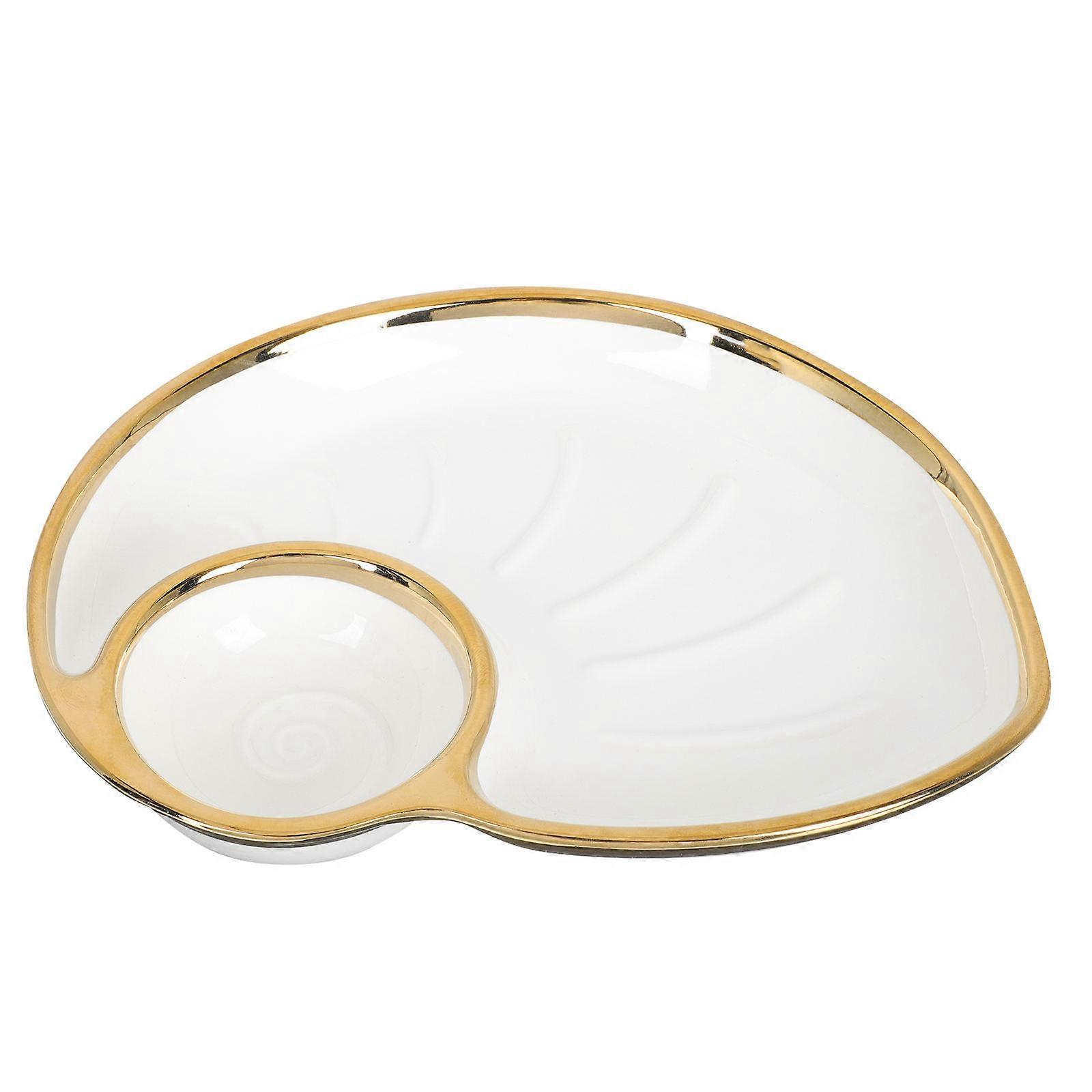 White Ceramic Dumpling Plate for Food Serving 2Pcs Kitchen Use