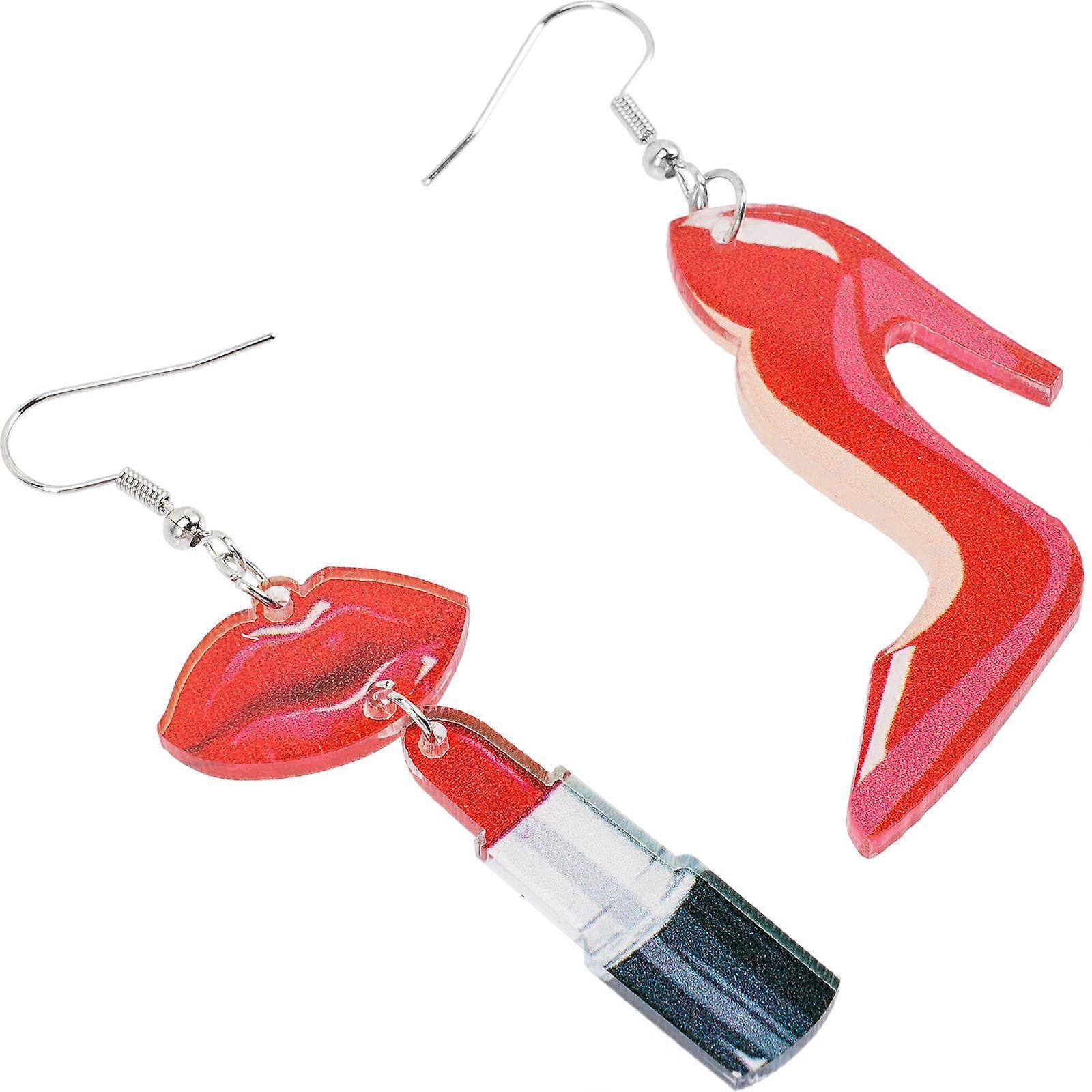 Drop Earrings Red Lip Lipstick Dangle Earrings Hook Design 4Pairs