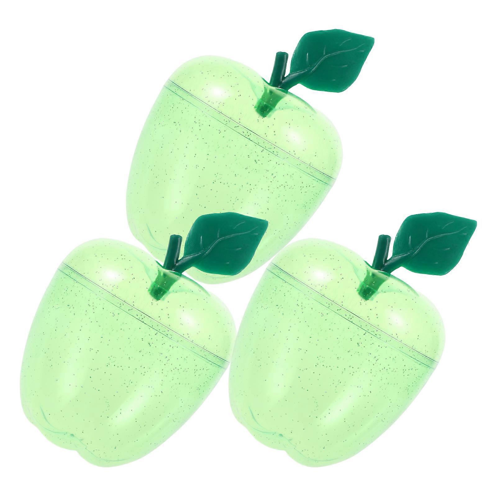 Light Green Xmas Apple Plastic Jar for Storage 3Pcs Candy Holder with Lid