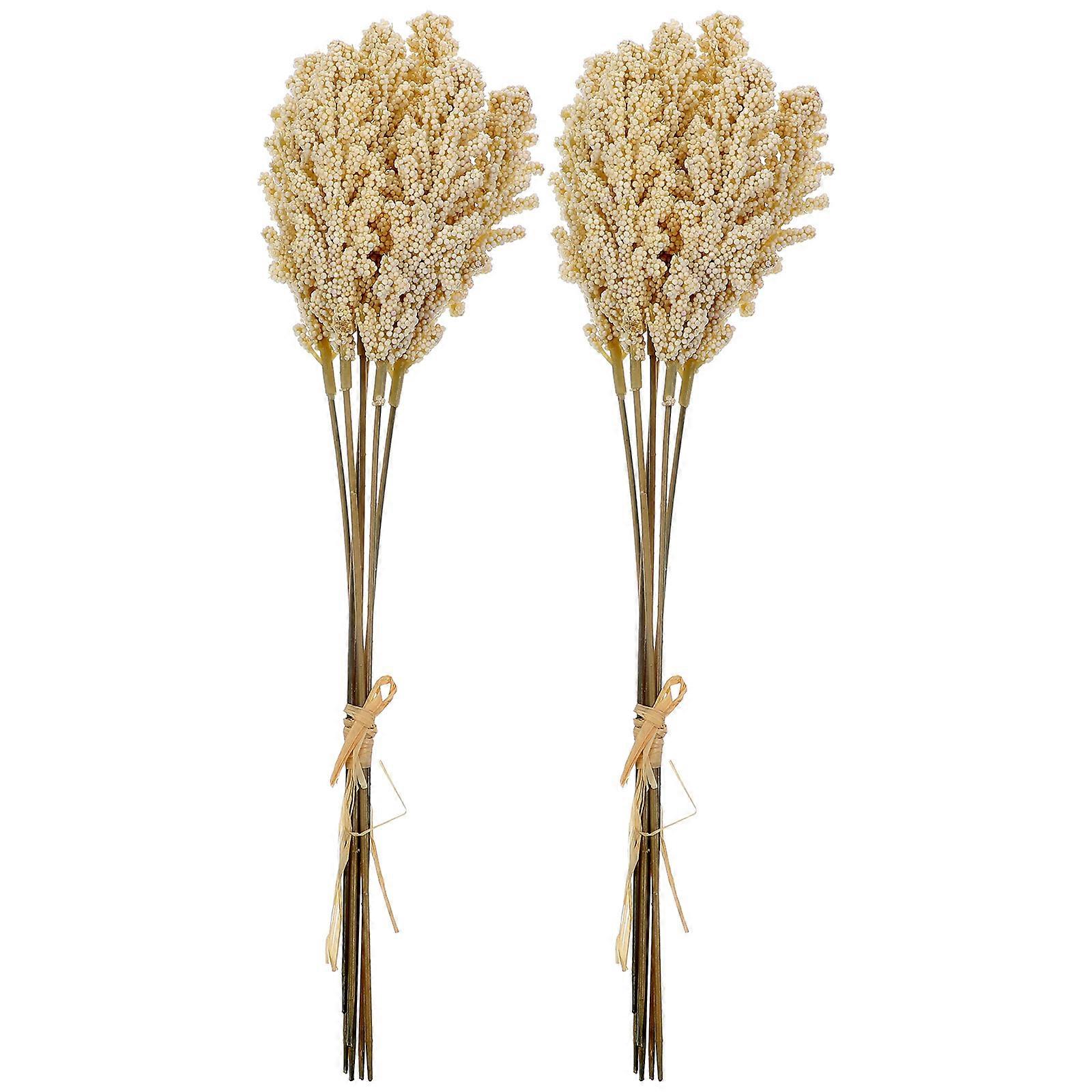 Faux Wheat Artificial Plants 4Pcs Charming Floral Arrangements For Garden Hotel And Guesthouse 11.8X5.5X1.4In Perfect For Occasions