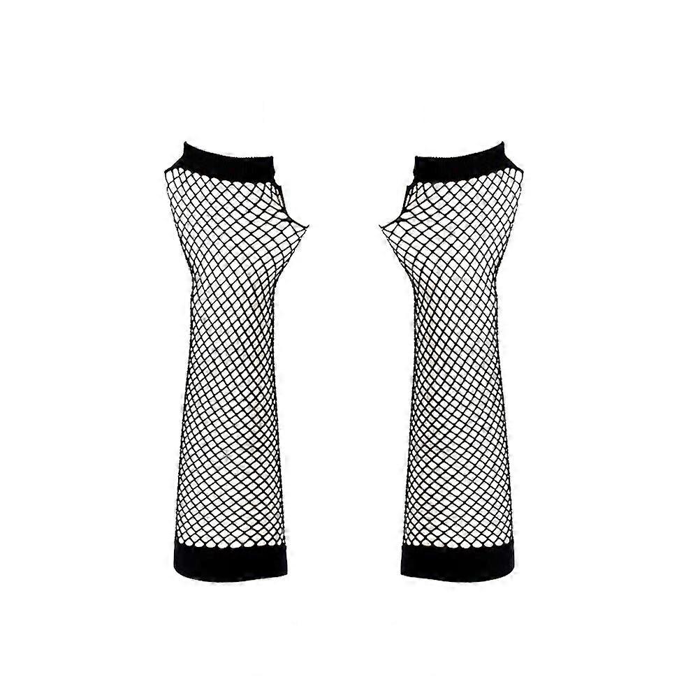 Charming Fishnet Wrist Gloves Black Size Accessory For Party 2Pcs