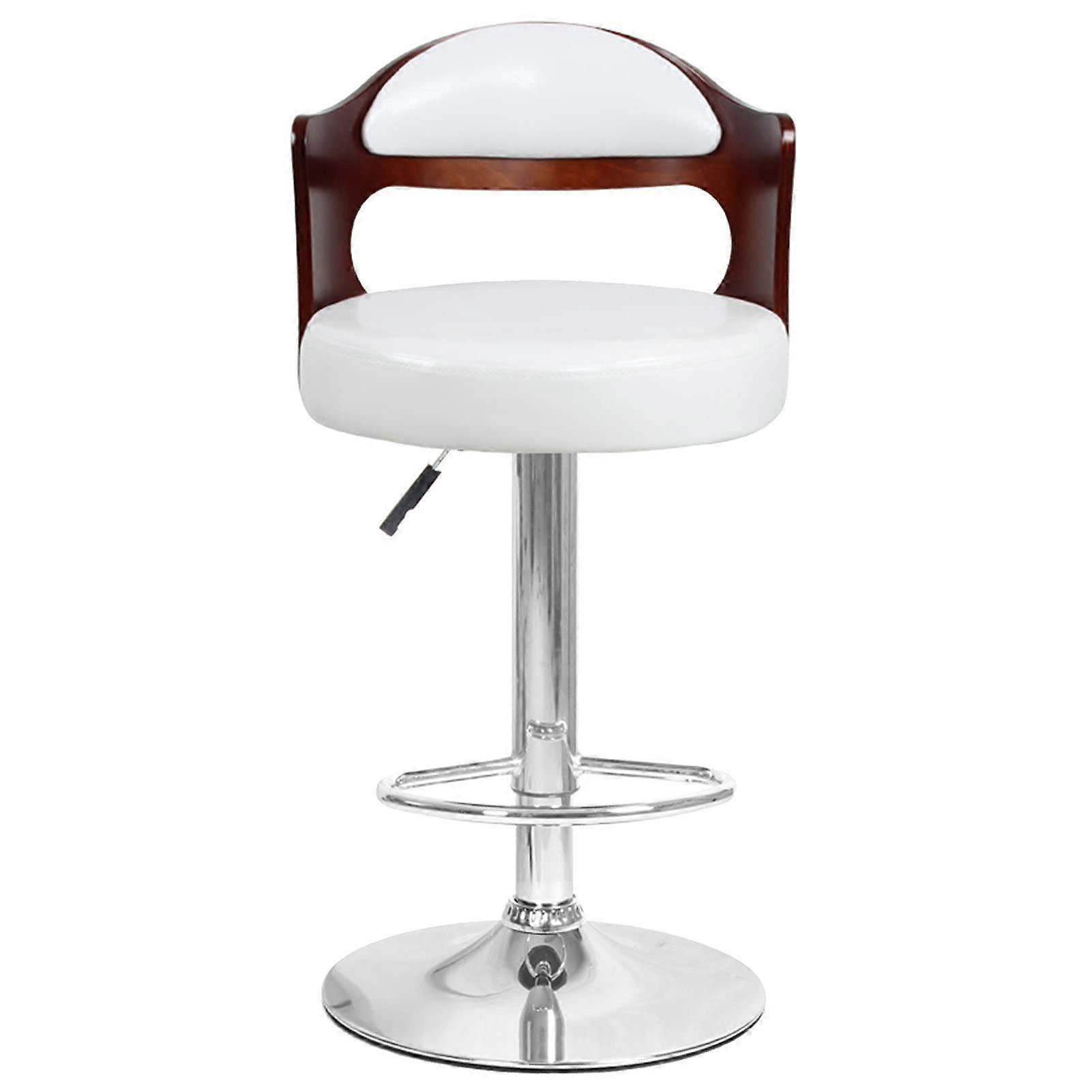 Retro Bar Barchairs Adjustable with Padded Backrest and Footrest, Swivel Gas Lift, White Color for Dining Room and Home Use