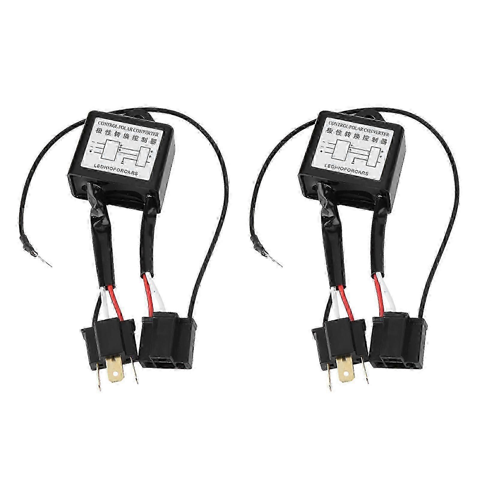 2pcs LED Negative Converter Polar Negative Switch Harness Adaptor Reversed Polarity for H4