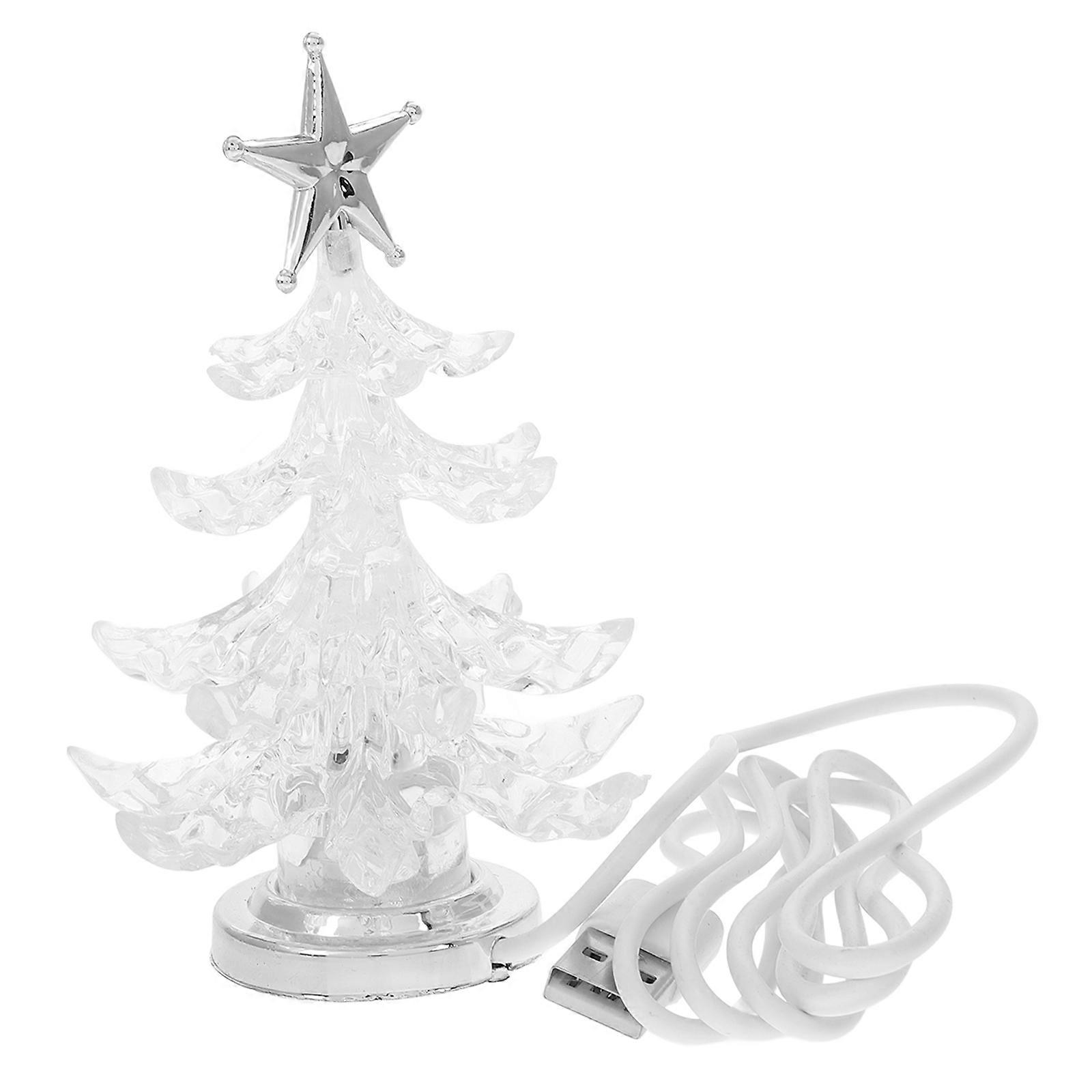 Bedside Lamp LED Christmas Tree Night Light for Home Decor 2Pcs Silver USB