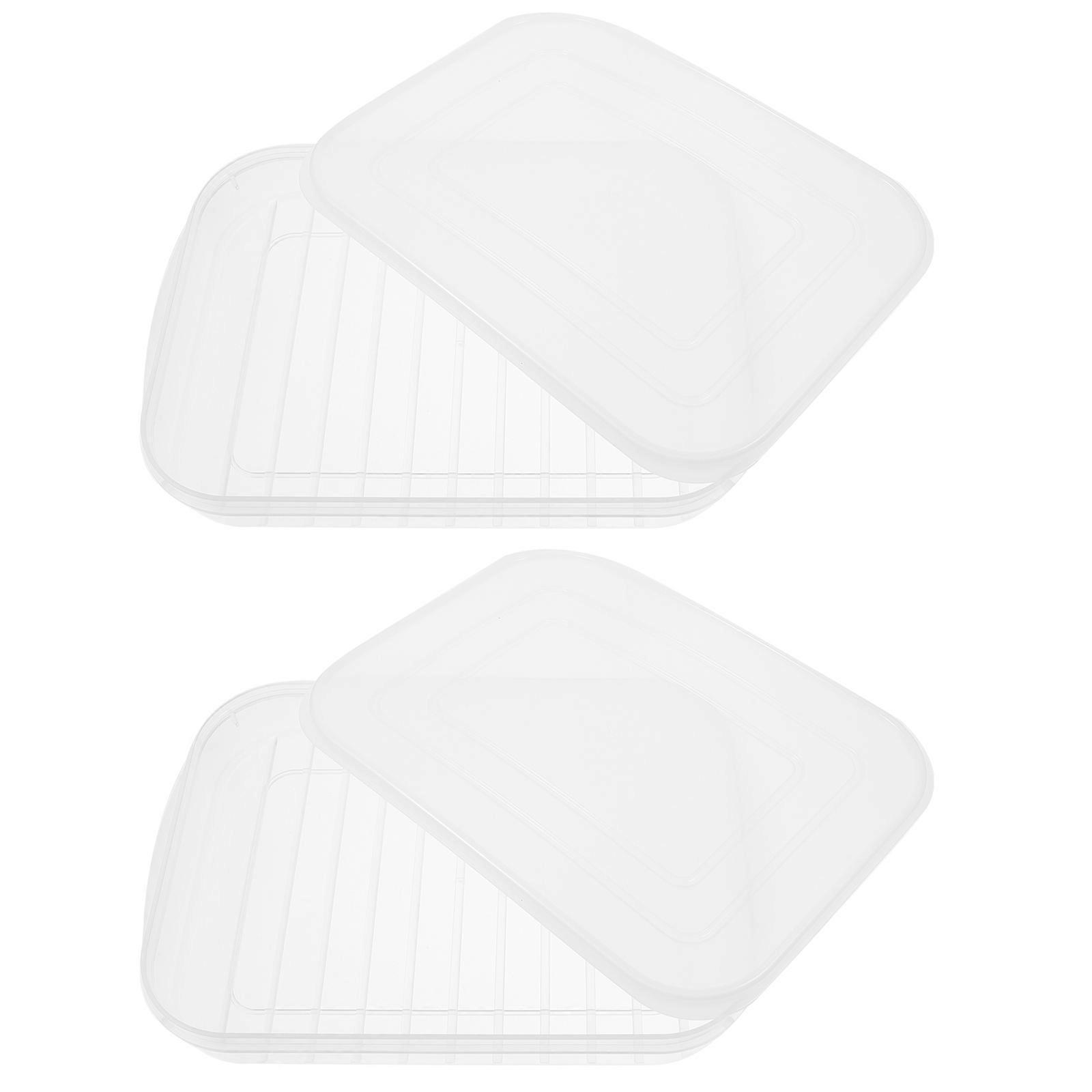 Fridge Box Refrigerator Container Keep Food Fresh Space-Saving Transparent Storage Case 2Pcs