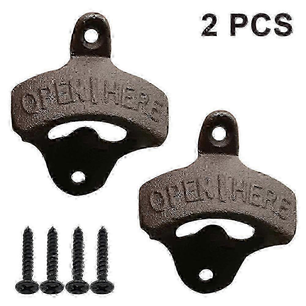 Wall Mount Beer Bottle Opener - 2 Pack Fixed Hanging Opener