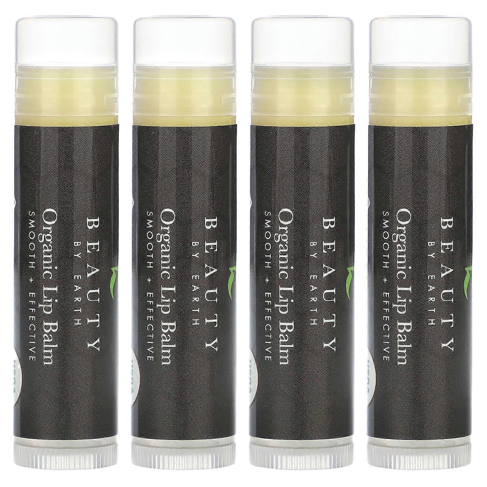 Organic Beeswax Lip Balm, Peppermint, 4 Tubes, 0.15 oz Each