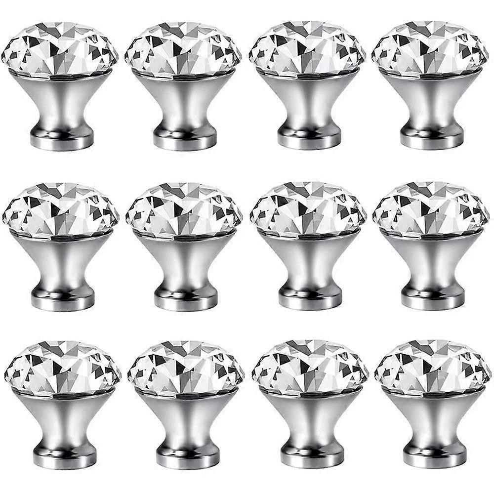 Vintage Ceramic Drawer Knobs 12 Pack Crystal Glass Diamond Shape Pull Handles for Cabinets and Wardrobe