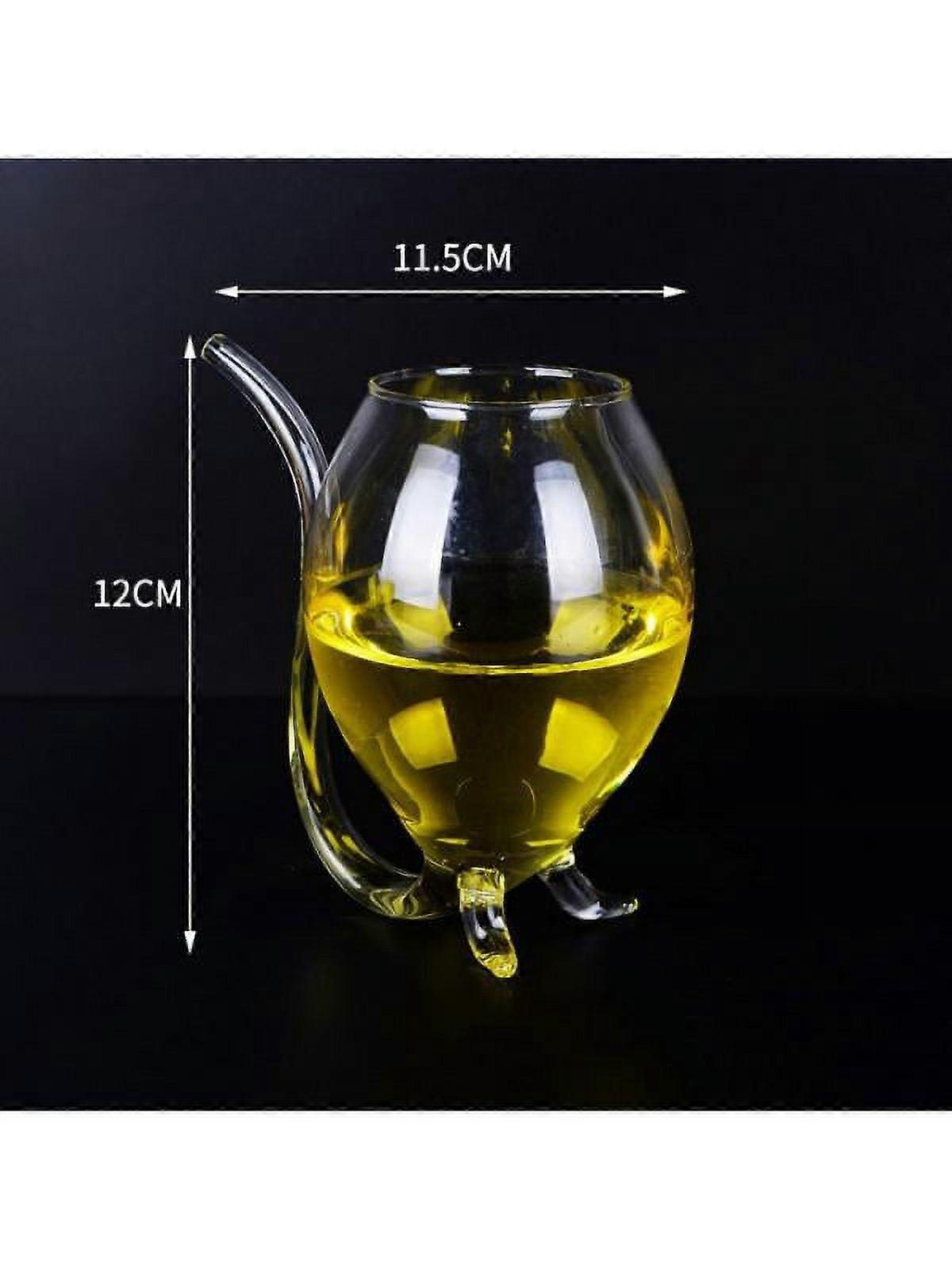 300ml Glass Red Wine Vampire Devil Cup Mug With Built in Drinking Tube Straw