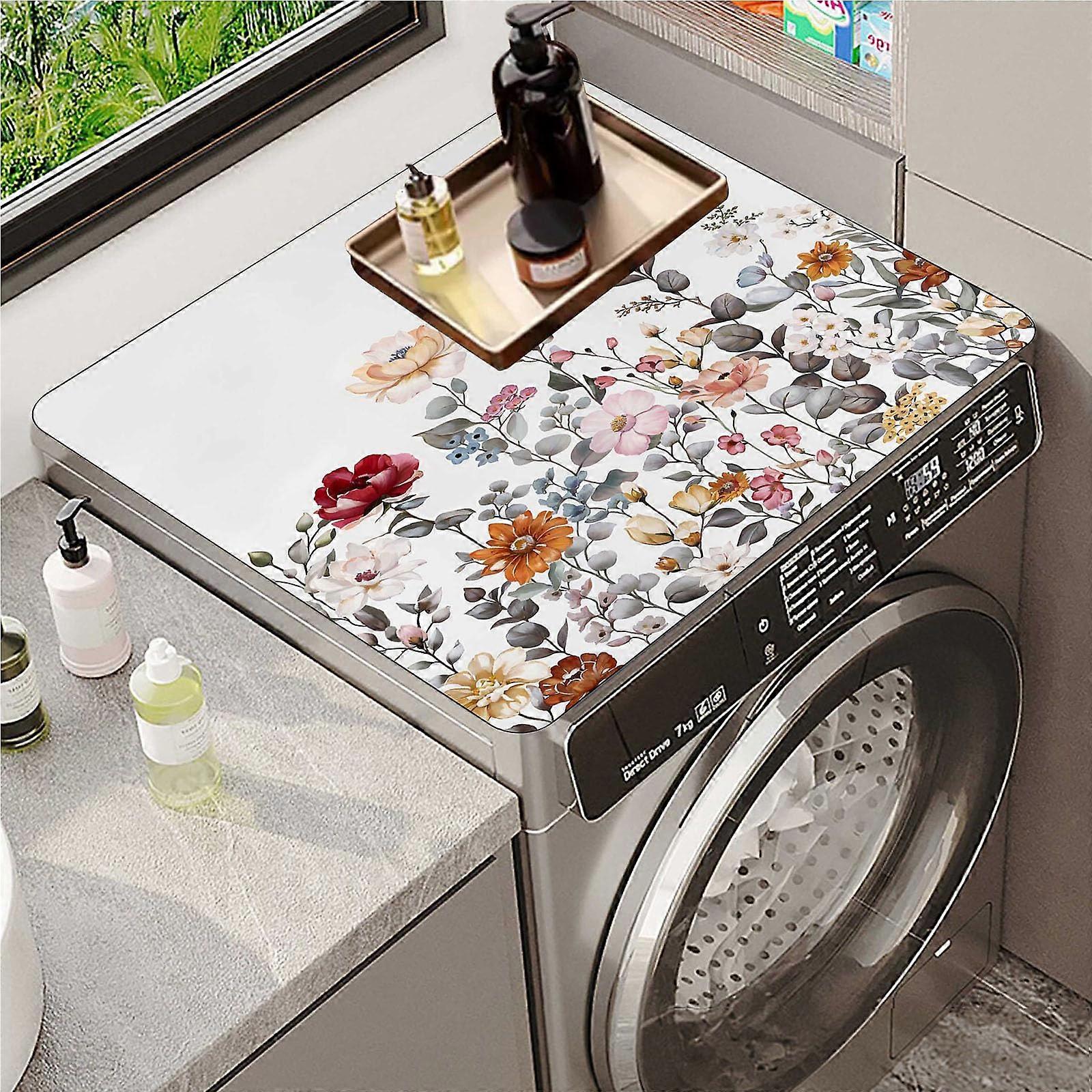 Washer And Dryer  Protector 2Piece 60x60cm Flower Pattern Absorbent QuickDry Mat