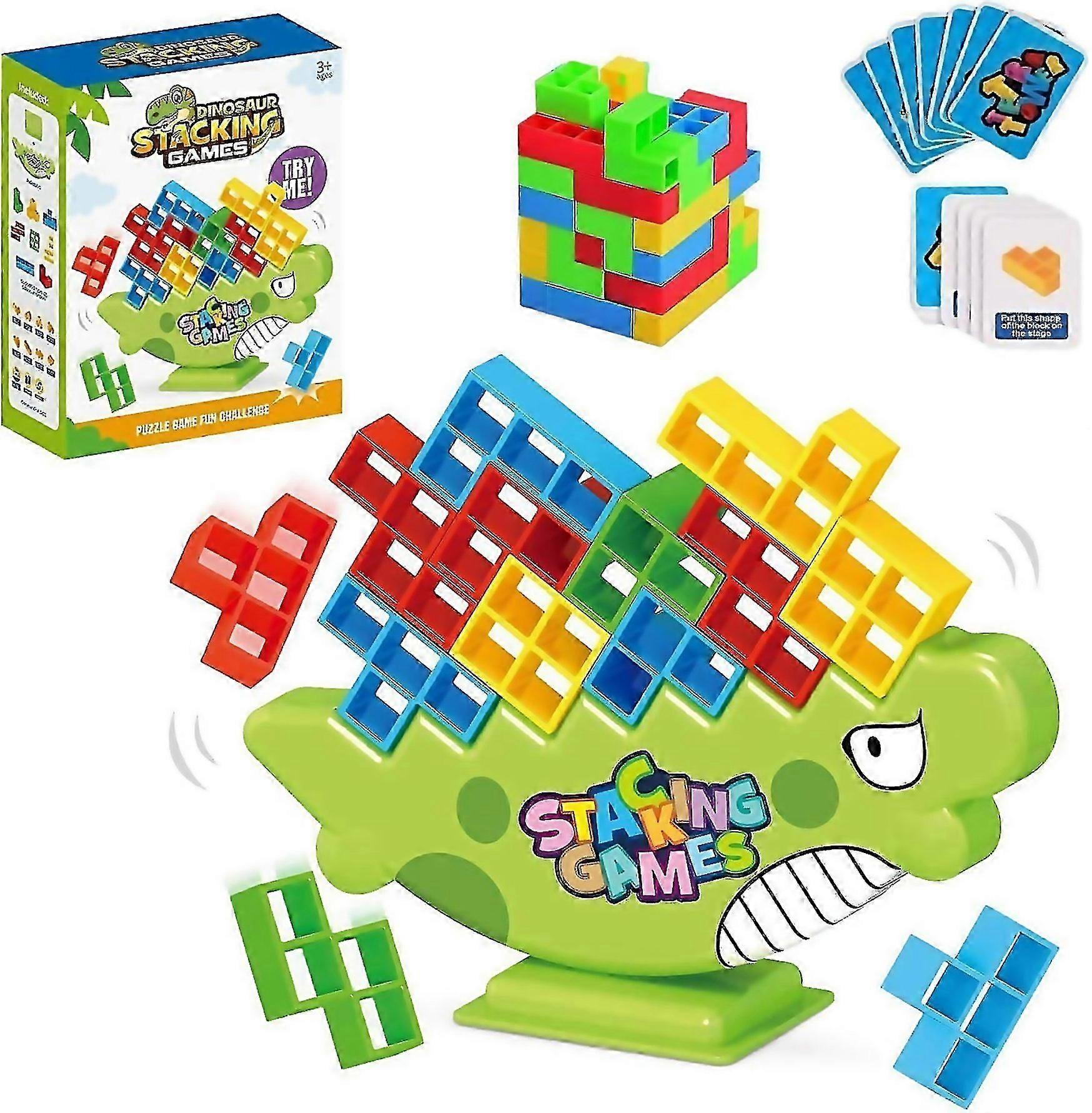 For New Tetra Tower Balance Stacking Blocks Game Dinosaur Stack Attack Game For 2 Players Family Par