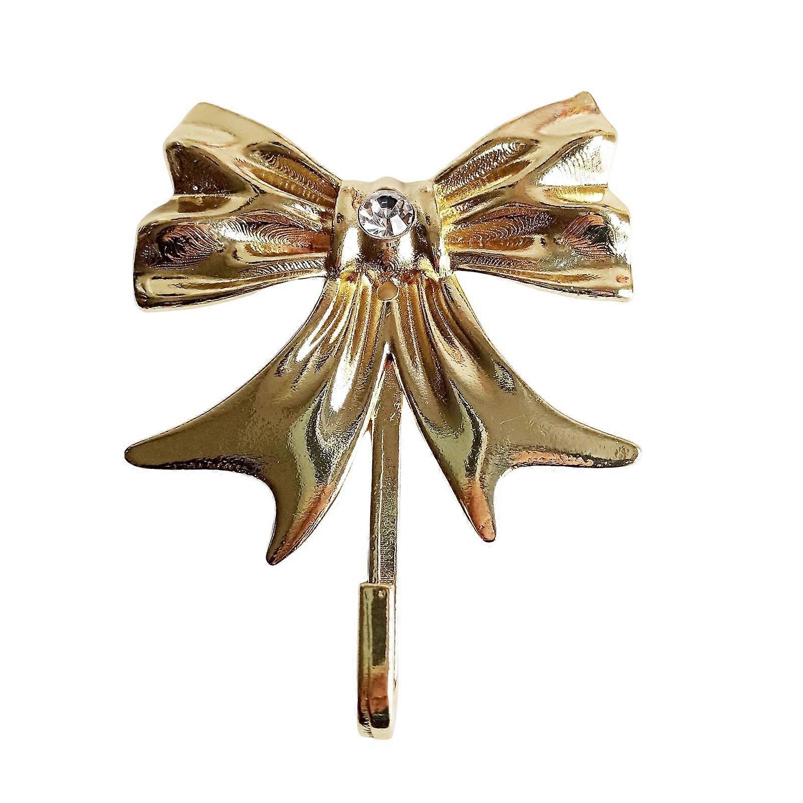 1/2Pcs Large Size Gold Bow Hooks Key Holders Strong Load-bearing Easy Installation Bow Knot Coat Hooks Hat Towel Hangers