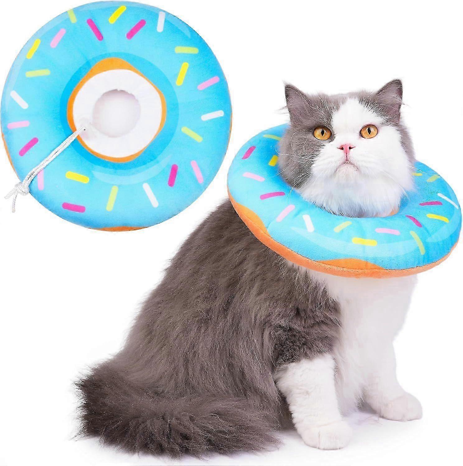 Cat Cone Collar Soft, Cat Recovery Collar for Wound Healing Cute Donut Adjustable Kitten Cones to Stop Licking Comfortable Lightweight Neck Elizabetha