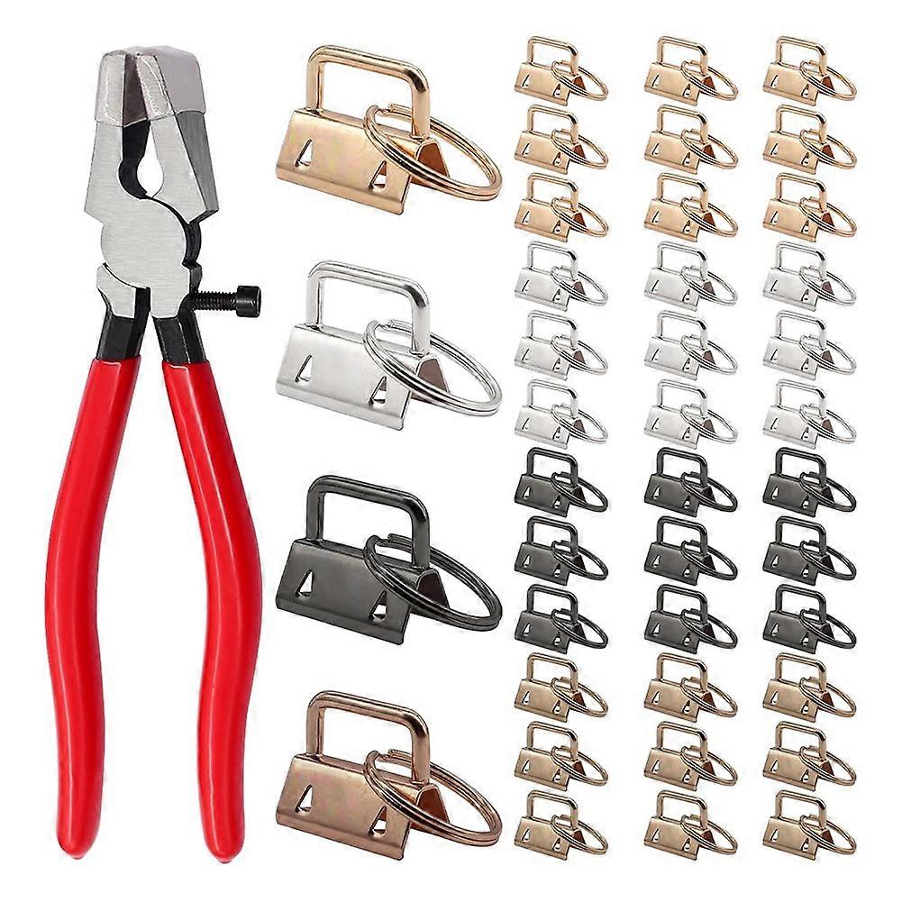 40-Piece Key Fob Hardware Set with Pliers for Wristlets, Lanyards, and Key Chains K-082-40