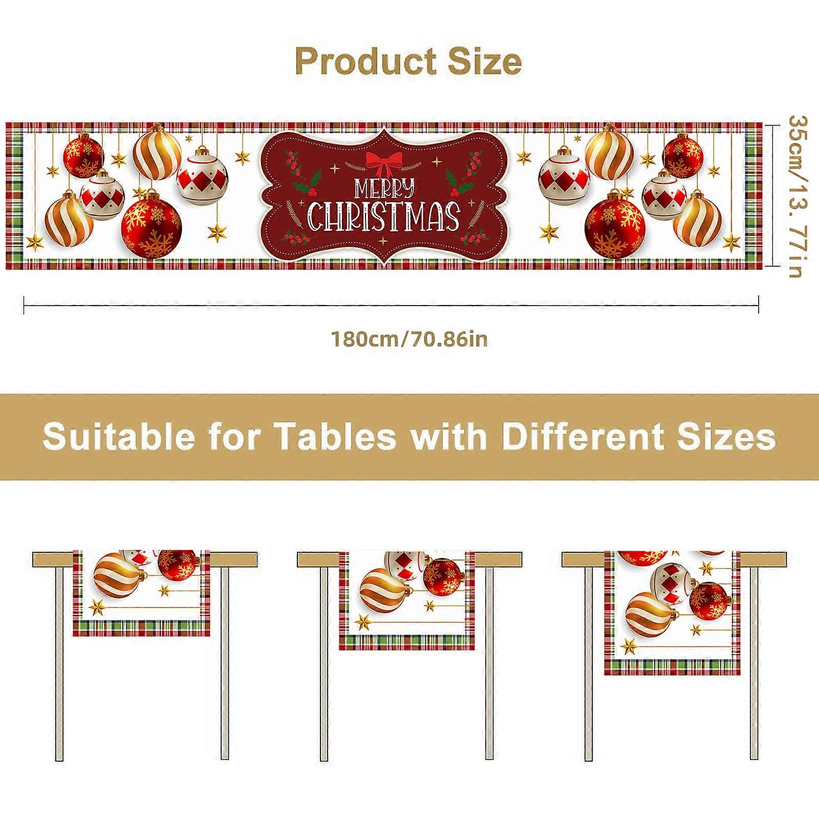 Christmas style table runner with Christmas ball pattern, high density, wear-resistant and breathable, creating a warm atmosphere