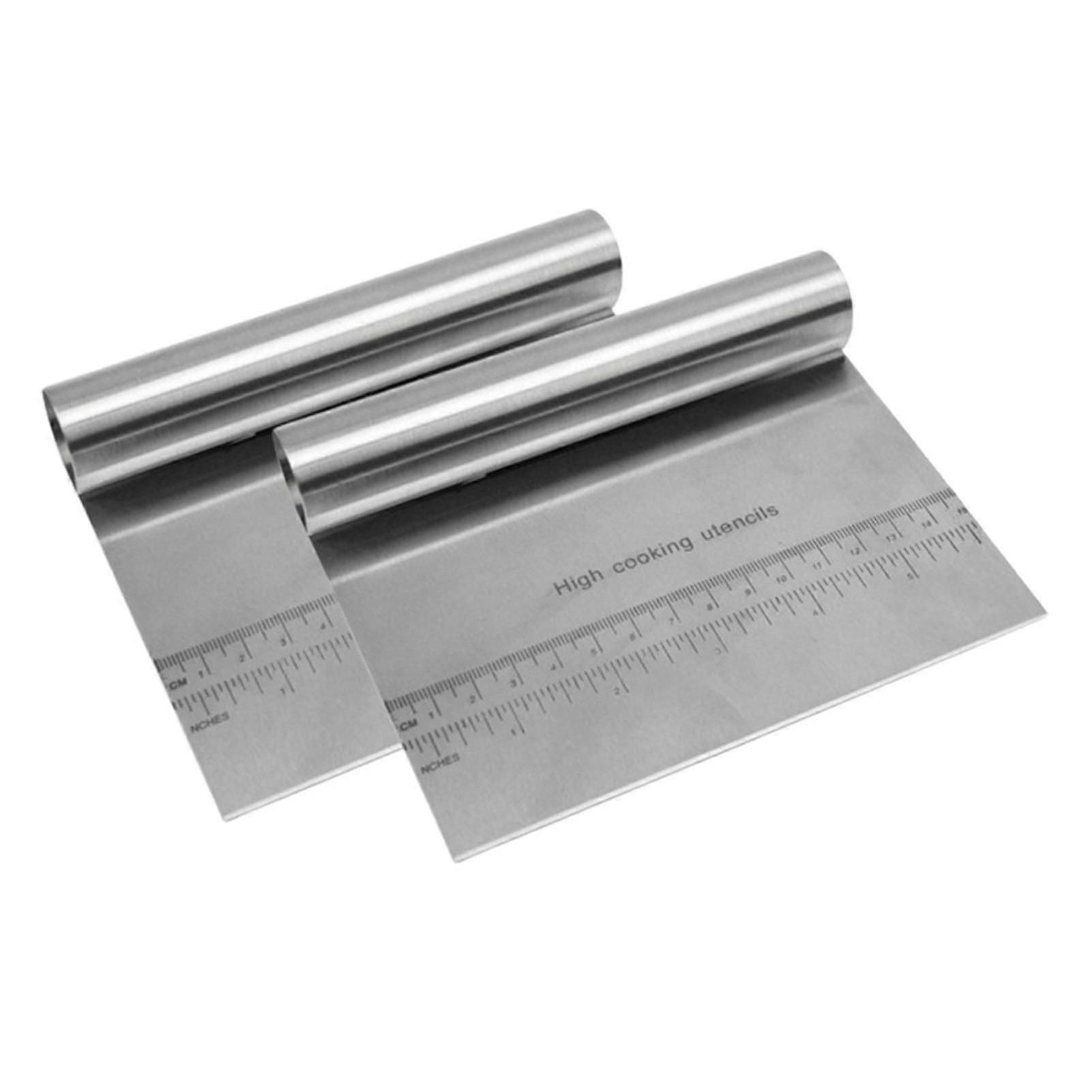 2 Pack Stainless Steel Dough Pastry Cutter With Measuring Scale Multipurpose Chopper Dough Scraper